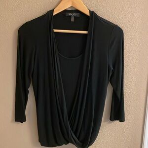 Laila Jayde Black business knit top long sleeve women’s Large infinity wrap